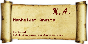 Manheimer Anetta névjegykártya